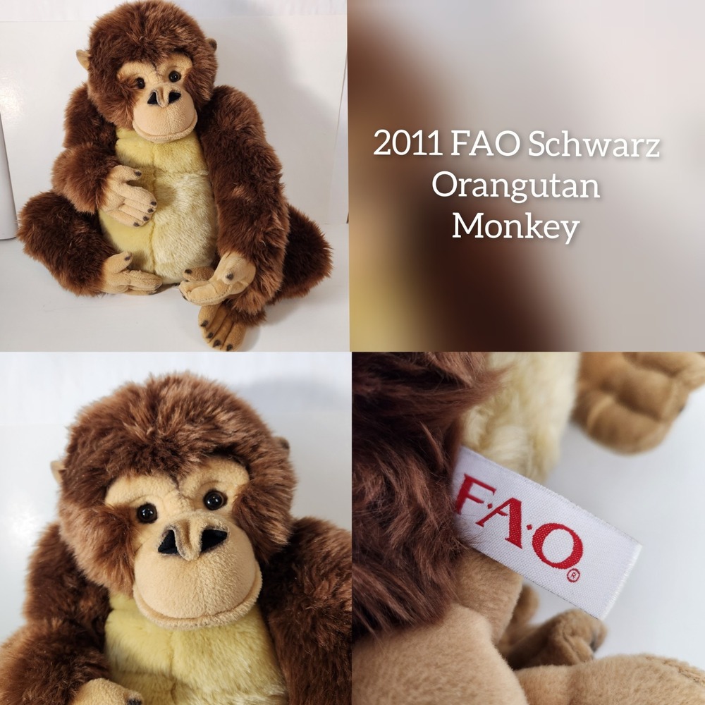 VTG FAO Schwarz Orangutan 2011 Toys R Us Ape Plush Stuffed Animal Rare Monkey